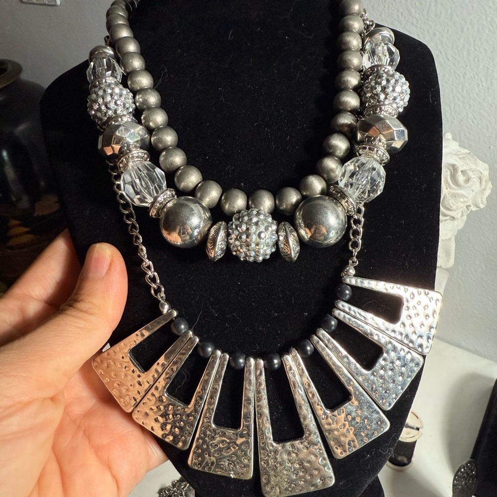 Silvertone Statement Jewelry Lot - image 8